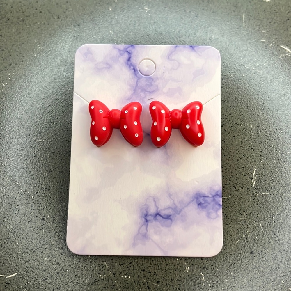 Red Polka Dot Bow Earrings
